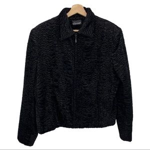 Cione Womens Vintage Textured Velvet Jacket Size 16 Black